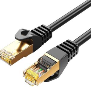 8ware-CAT7-F-0.5BLK-8Ware CAT7 Cable 0.5m (50cm) - Black Color RJ45 Ethernet Network LAN UTP Patch Cord Snagless Flat cable