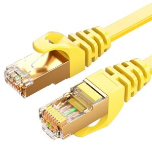 8ware-CAT7-F-10YEL-8Ware CAT7 Cable 10m - Yellow Color RJ45 Ethernet Network LAN UTP Patch Cord Snagless Flat cable