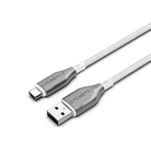 Cygnett-CY4682PCUSA-Cygnett Armoured Braided USB-C to USB-A (2.0) Cable (1M) - White (CY4682PCUSA)