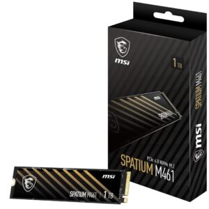 MSI-SPATIUM M461 1TB-MSI SPATIUM M461 PCIe 4.0 NVMe M.2 1TB Internal SSD PCIe Gen4 NVMe (SPATIUM M461 PCIe 4.0 NVMe M.2 1TB)
