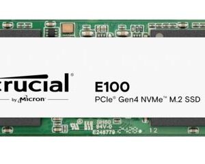 Micron (Crucial)-CT1000E100SSD8-Crucial E100 1TB Gen4 NVMe SSD 5000/4500 MB/s R/W 80TBW 350K/460K IOPS 1M hrs MTTF M.2 2280 PCIe4 3yrs ~Crucial P3 CT1000P3SSD8