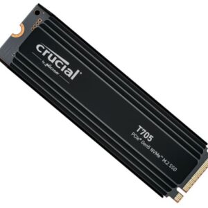 Micron (Crucial)-CT1000T705SSD5-Crucial T705 1TB Gen5 NVMe SSD Heatsink - 13600/10200 MB/s R/W 600TBW 1400K IOPs 1.5M hrs MTTF DirectStorage for Intel 14th Gen  AMD Ryzen 7000