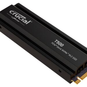 Micron (Crucial)-CT2000T500SSD5-Crucial T500 2TB Gen4 NVMe SSD Heatsink - 7400/7000 MB/s R/W 1200TBW 1440K IOPs 1.5M hrs MTTF Acronis True Image Creative Cloud PS5 ~MZ-V8P2T0CW