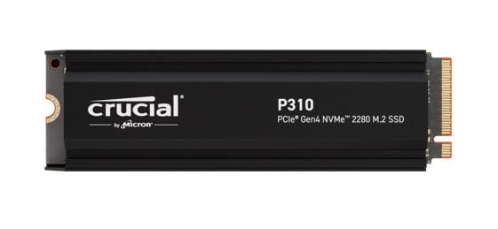 Micron (Crucial)-CT4000P310SSD5-Crucial P310 4TB Gen4 2280 NVMe SSD Heatsink 7100/6000 MB/s R/W 800TBW 1000K/1000K IOPS 1.5M hrs MTTF Full-Drive Encryption M.2 PCIe4 5yrs
