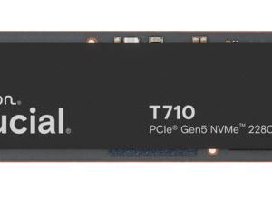 Micron (Crucial)-CT4000T710SSD8-Crucial T710 4TB PCIe Gen5 NVMe 2280 SSD - 14500/13800 MB/s R/W 2400TBW 2.3M IOPs 1.5M hrs MTTF with DirectStorage for Intel  AMD 5yrs