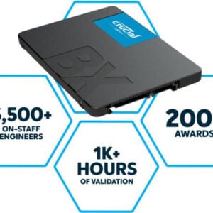 Micron (Crucial)-P-CT1000BX500SSD1-P-Crucial BX500 1TB 2.5" SATA3 6Gb/s SSD - 3D NAND 540/500MB/s 7mm 1.5 mil MTBF 3yr wty Acronis True Image Solid State Drive