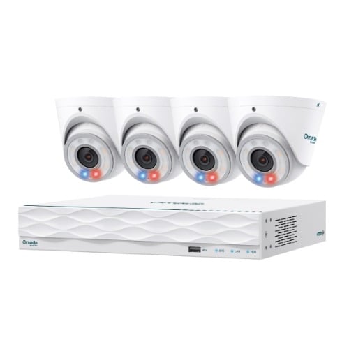 TP-LINK-Omada T8S4-2T-TP-Link Omada T8S4-2T - Omada 8MP Turret PoE Security Camera System with 2TB HDD