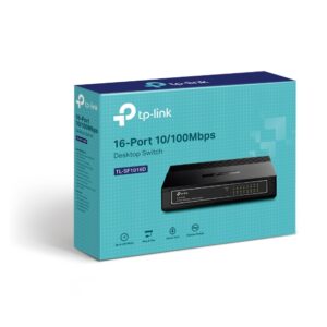 TP-LINK-TL-SF1016D-TP-Link TL-SF1016D 16-Port 10/100Mbps Desktop Switch or wall-mounting design Plug and play 3.2Gbps Switching Capacity Auto-MDI/MDIX Supports MAC