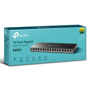 TP-LINK-TL-SG116E-TP-Link TL-SG116E 16-Port Gigabit Unmanaged Pro Switch Desktop/Wall Mounting L2 Features 32xVLAN 32Gbps Capacity 23.81Mpps 8K MAC 4.1Mb Buffer Fanless