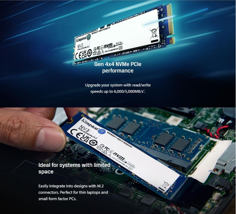 Leader-P | Kingston SNV3S NV3 500G PCle 4.0x4 NVMe M.2 2280 Gen4 SSD 5000/3000MB/s 3D HAND compaitible Notebook and SFF 5Y Limited (LS) | SNV3S/500G - Image 2