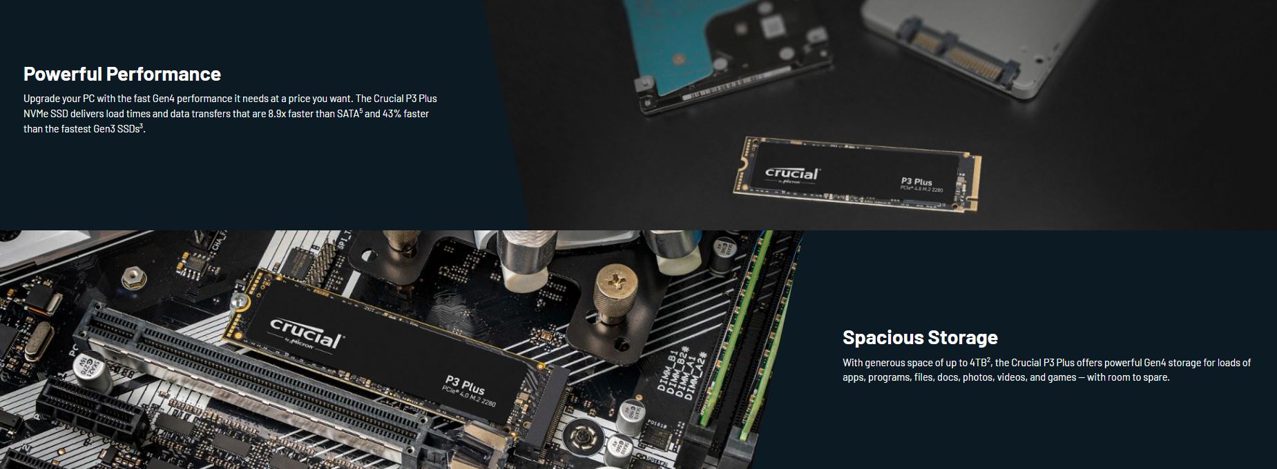 Micron (Crucial) | Crucial P3 Plus 500GB Gen4 NVMe SSD 4700/1900 MB/s R/W 110TBW 350K/460K IOPS 1.5M hrs MTTF Full-Drive Encryption M.2 PCIe4 5yrs | CT500P3PSSD8 - Image 3