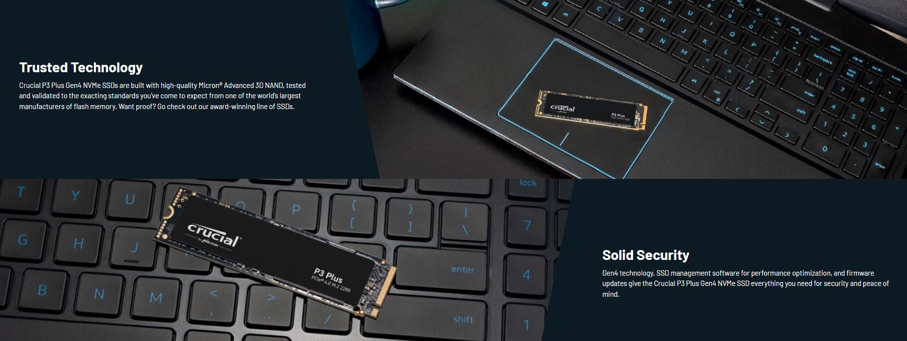 Micron (Crucial) | Crucial P3 Plus 500GB Gen4 NVMe SSD 4700/1900 MB/s R/W 110TBW 350K/460K IOPS 1.5M hrs MTTF Full-Drive Encryption M.2 PCIe4 5yrs | CT500P3PSSD8 - Image 4