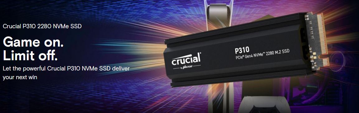 Micron (Crucial) | Crucial P310 4TB Gen4 2280 NVMe SSD 7100/6000 MB/s R/W 800TBW 1000K/1000K IOPS 1.5M hrs MTTF Full-Drive Encryption M.2 PCIe4 5yrs ~CT4000P310SSD5 | CT4000P310SSD8 - Image 1