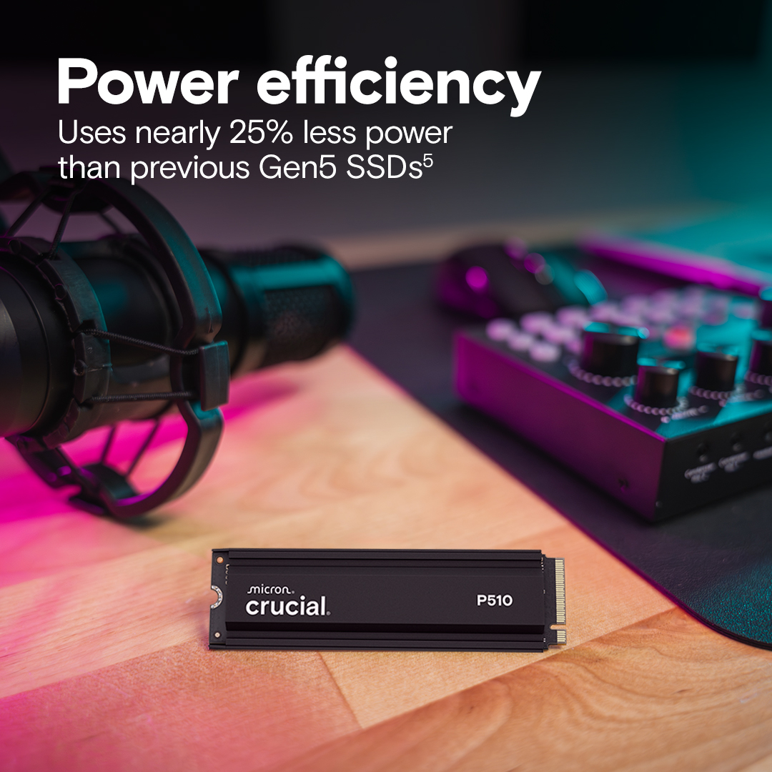 Micron (Crucial) | Crucial P510 2TB Gen5 2280 NVMe M.2 SSD Heatsink 10,000 / 8,700 MB/s R/W 1200TBW 1.4M IOPS 1.5M hrs MTTF Full-Drive Encryption 5yrs | CT2000P510SSD5 - Image 3
