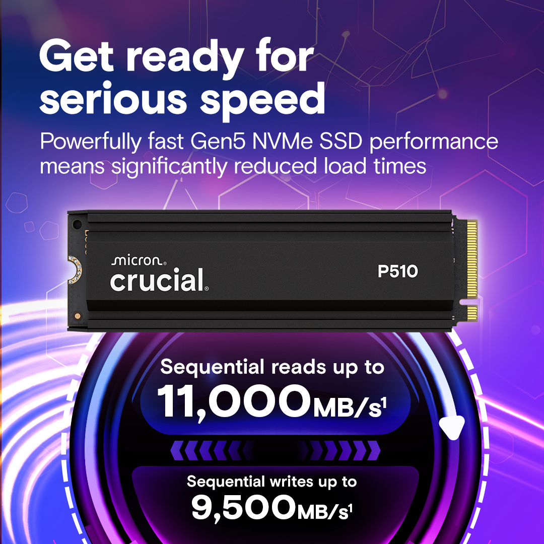 Micron (Crucial) | Crucial P510 2TB Gen5 2280 NVMe M.2 SSD Heatsink 10,000 / 8,700 MB/s R/W 1200TBW 1.4M IOPS 1.5M hrs MTTF Full-Drive Encryption 5yrs | CT2000P510SSD5 - Image 4