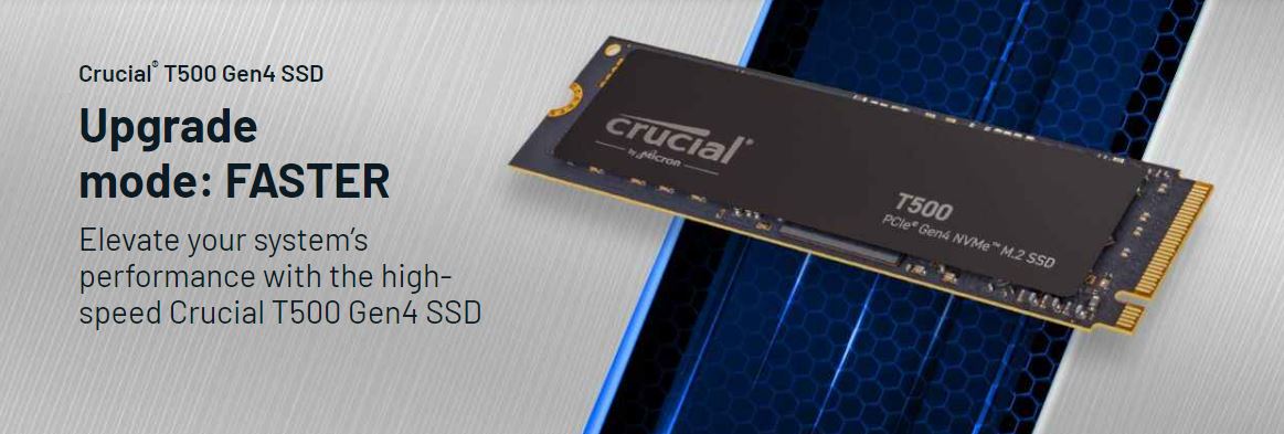 Micron (Crucial) | Crucial T500 1TB Gen4 NVMe SSD - 7300/6800 MB/s R/W 600TBW 1440K IOPs 1.5M hrs MTTF Acronis True Image Adobe Creative Cloud for PS5 ~MZ-V8P1T0BW | CT1000T500SSD8 - Image 1