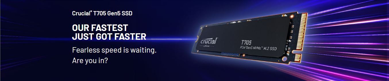 Micron (Crucial) | Crucial T705 2TB Gen5 NVMe SSD - 14500/12700 MB/s R/W 1200TBW 1550K IOPs 1.5M hrs MTTF DirectStorage for Intel 14th Gen  AMD Ryzen 7000 | CT2000T705SSD3 - Image 1