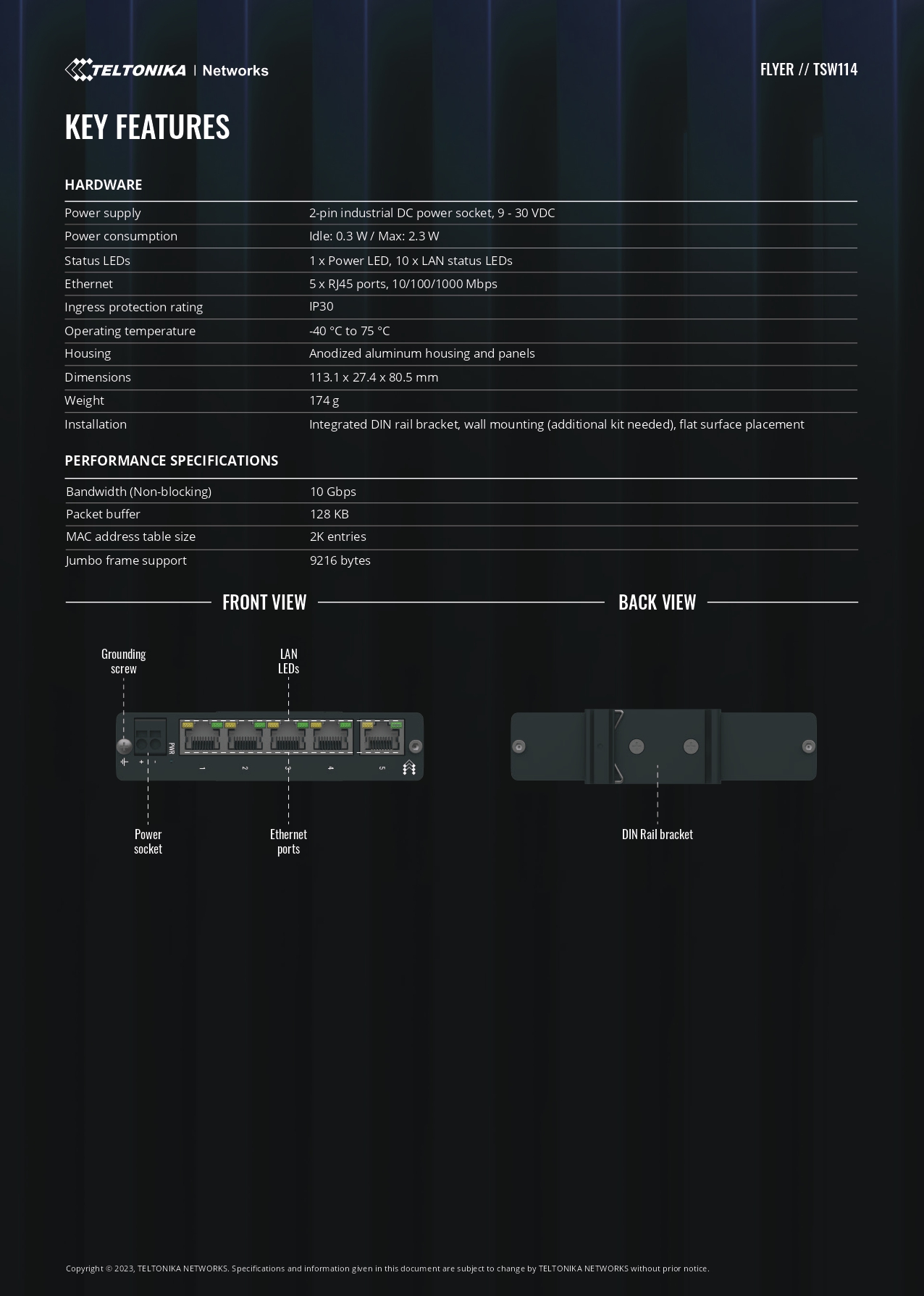 Teltonika | Teltonika TSW114 Gigabit DIN Rail Ethernet Switch,Easy Mounting, 5x Gigabit Ethernet Ports with speeds of up to 1000 Mbps, PSU excluded | TSW114000000 - Image 2