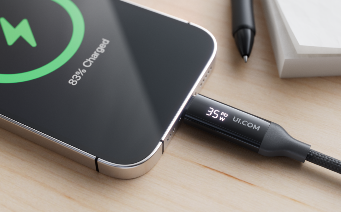 Ubiquiti | Ubiquiti USB-C Cable with Charge Display,Length 1M, Black, Braided Power  Data Cable With A Double-sided Charge Display,100W Max Power Output | UACC-Cable-USB-100W-1M-BK - Image 2