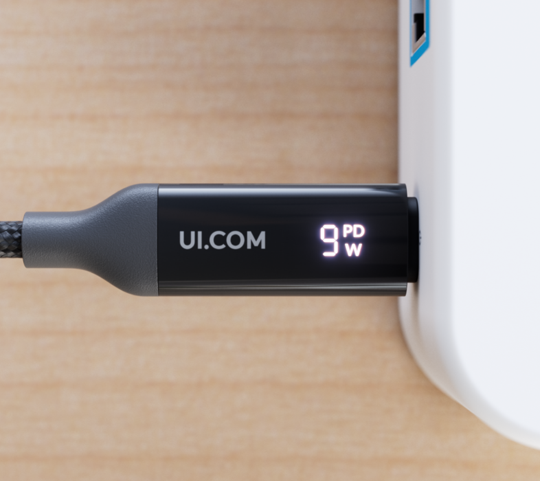 Ubiquiti | Ubiquiti USB-C Cable with Charge Display,Length 0.3M, Black, Braided Power  Data Cable With A Double-sided Charge Display,100W Max Power Outpu | UACC-Cable-USB-100W-0.3M-BK - Image 2