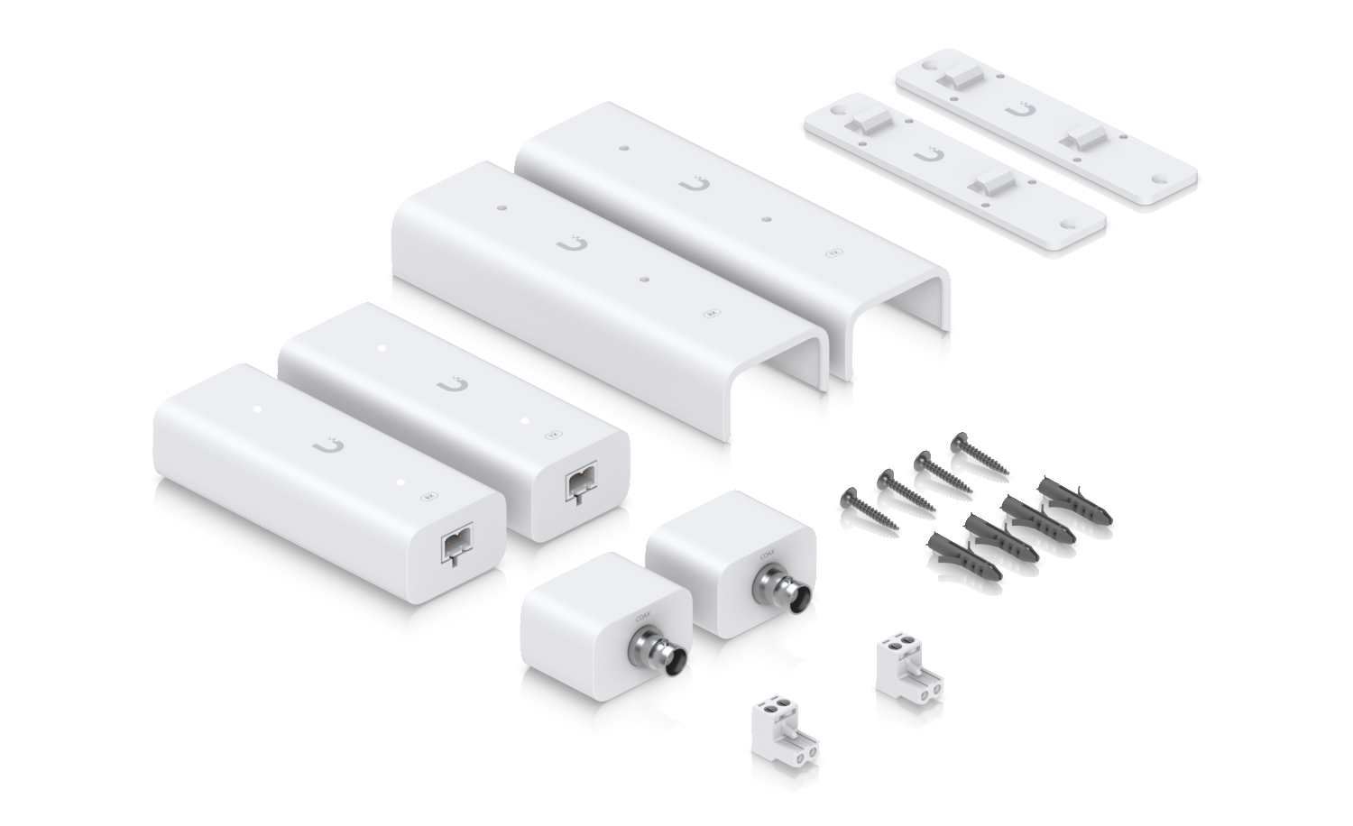 Ubiquiti | Ubiquiti Pair of extenders that extends PoE over twisted-pair or coaxial cables, ideal for retrofit scenarios. | UACC-Retrofit-PoE-2Wire - Image 1