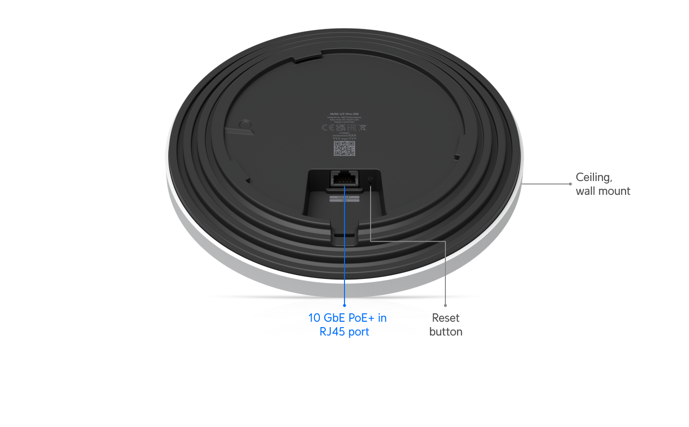 Ubiquiti | Ubiquiti U7 Pro XG, White,Ceiling-mounted 6-stream WiFi 7 AP Wiith 10/5/2.5/1 GbE Support,140 m²  Coverage, 300+ Connect Devices, Powered By PoE+ | U7-Pro-XG - Image 3