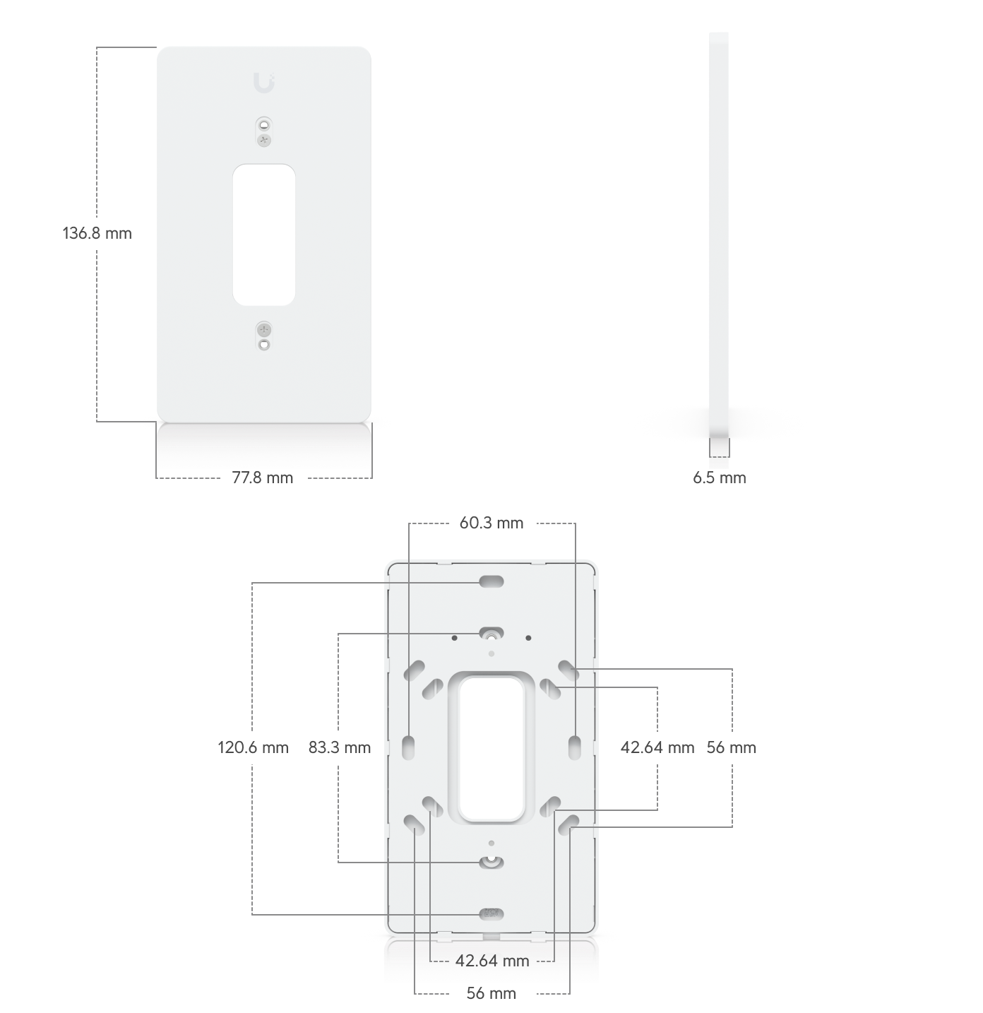 Ubiquiti | Ubiquiti Doorbell Lite Gang Box Mounting Plate,Secure Mounting Plate, Installing Doorbell Lite, Flat, Angled Bracket Options, Standard Single-Gang Box | UACC-DBL-GB-Plate-W - Image 1