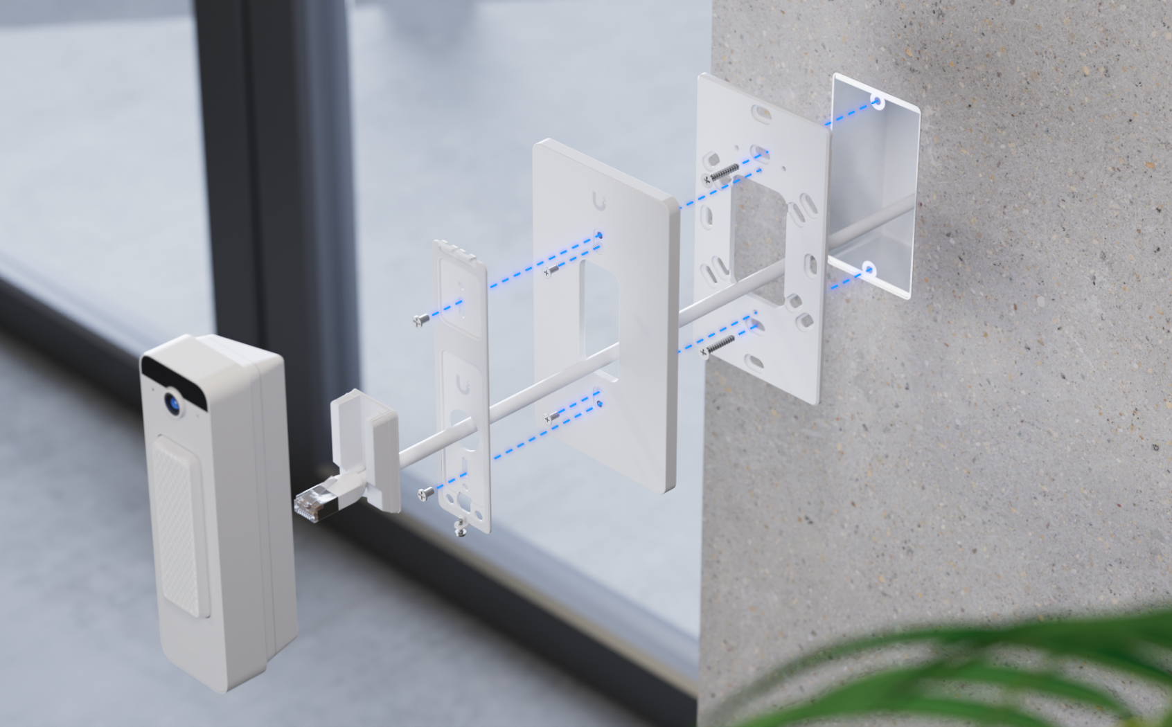 Ubiquiti | Ubiquiti Doorbell Lite Gang Box Mounting Plate,Secure Mounting Plate, Installing Doorbell Lite, Flat, Angled Bracket Options, Standard Single-Gang Box | UACC-DBL-GB-Plate-W - Image 3