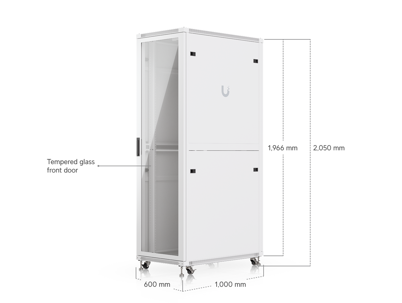 Ubiquiti | Ubiquiti 42U Rack Cabinet,Fully Assembled Floor Rack,Built-In Fans,Removable Panels,Lockable Casters,Optimal Airflow,Heavy-Duty,Easy Equipment Access. | UACC-Rack-42U-1000-G - Image 1