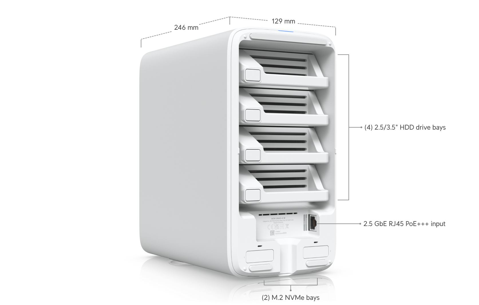 Ubiquiti | Ubiquiti UNAS 4, White, UniFi Network Storage (4)2.5/3.5