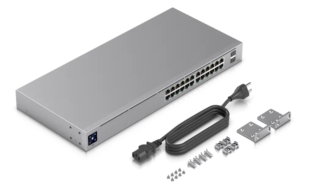 Ubiquiti | Ubiquiti UniFi 24 port Managed Gigabit Switch - 24x Gigabit Ethernet Ports, with 2xSFP - Touch Display - Fanless - GEN2, | USW-24 - Image 2