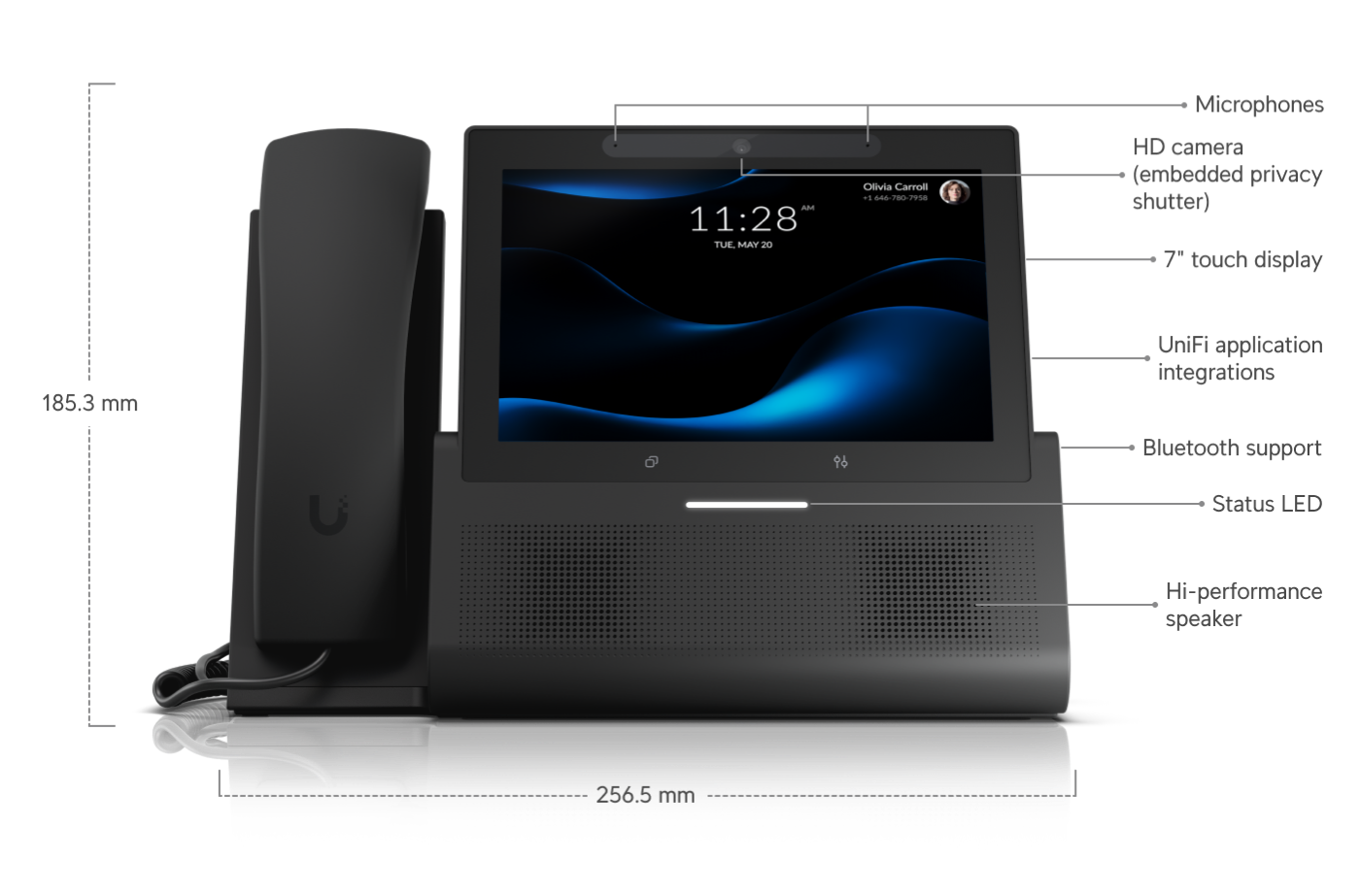 Ubiquiti | Ubiquiti G3 Touch Enterprise, Next-generation Premium Desktop Smartphone for UniFi Talk,7
