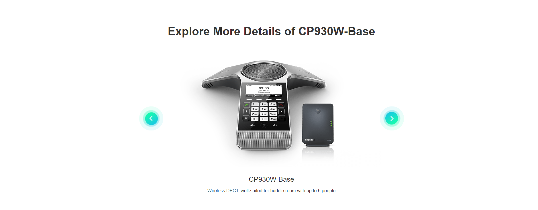 Yealink | Yealink CP930W Wireless DECT Conference Phone,Huddle Room With Up to 6 People,Noise Proof Technology,Voice Pickup,Hybrid UC Meeting,Touch Keyboard | CP930W - Image 3