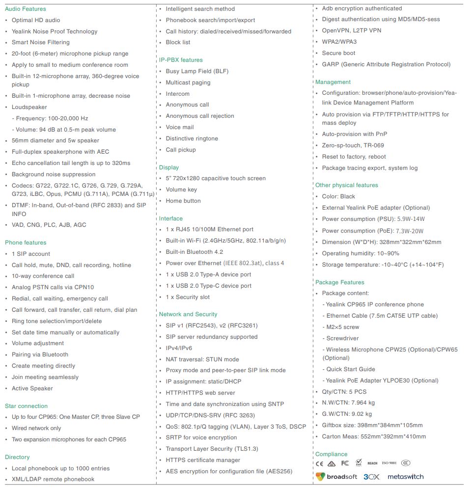 Yealink | Yealink CP965 Flagship Conference Phone for Medium to Large Rooms,Award-Winning Design, Legendary Audio Performance, Scalability for Easy Expansion | CP965 - Image 3