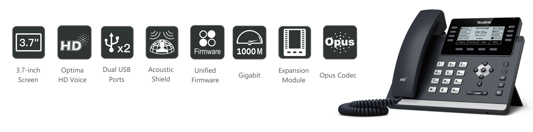 Yealink | Yealink T43U 12 Line IP phone, 3.7